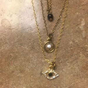 Three layered necklace with charms